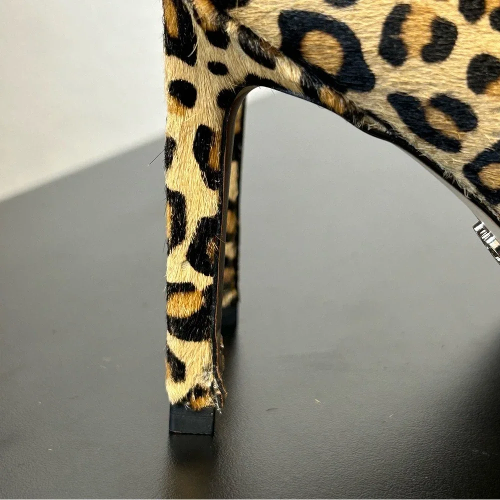 SAM EDELMAN Square Toe Genuine Calf Hair Animal‎ Print Stiletto Heels Size 6